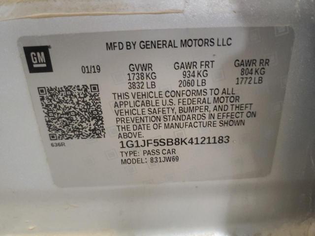 1G1JF5SB8K4121183 2019 Chevrolet Sonic Premier