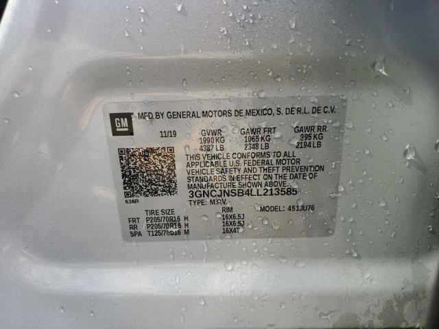 3GNCJNSB4LL213585 | 2020 Chevrolet trax ls