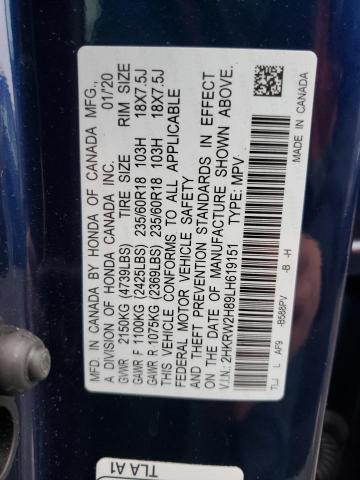 2HKRW2H89LH619151 | 2020 HONDA CR-V EXL