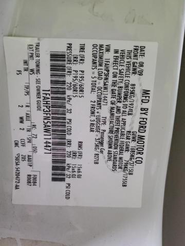 2010 Ford Focus Se VIN: 1FAHP3FN5AW114471 Lot: 37318524