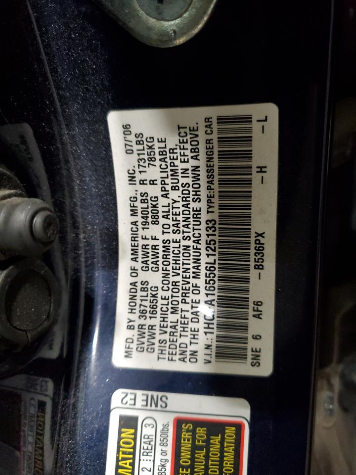 1HGFA16556L125133 2006 Honda Civic Lx