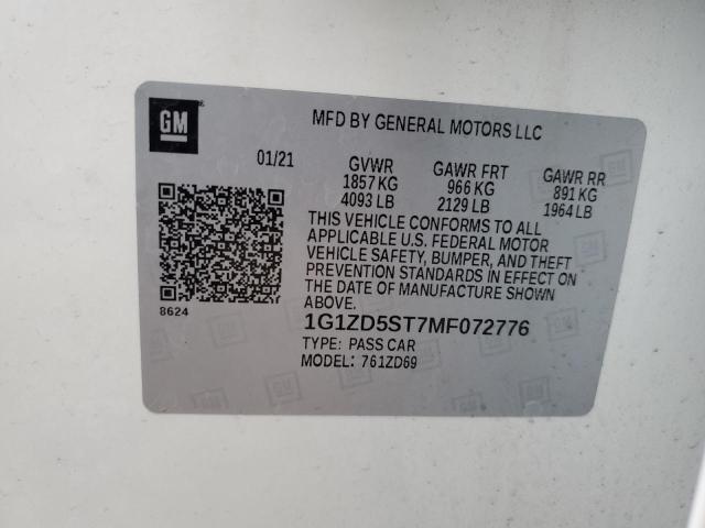 2021 CHEVROLET MALIBU LT - 1G1ZD5ST7MF072776
