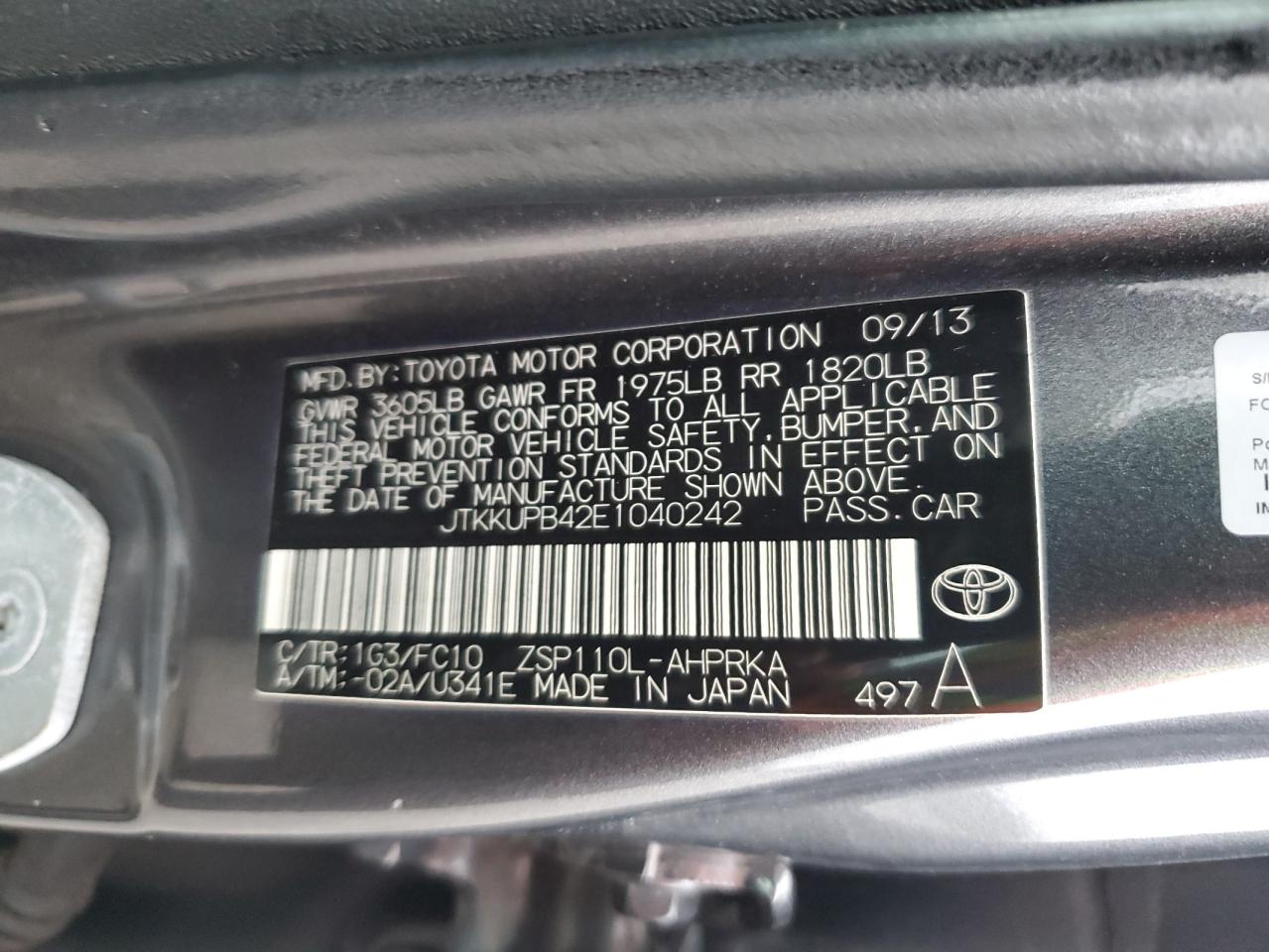 2014 Toyota Scion Xd vin: JTKKUPB42E1040242