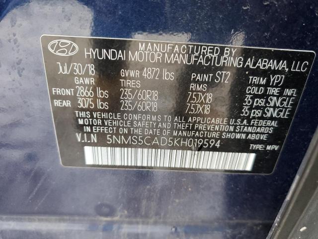 5NMS5CAD5KH019594 | 2019 HYUNDAI SANTA FE L