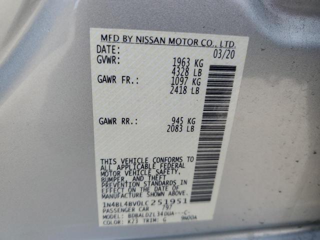 1N4BL4BV0LC251951 | 2020 NISSAN ALTIMA S