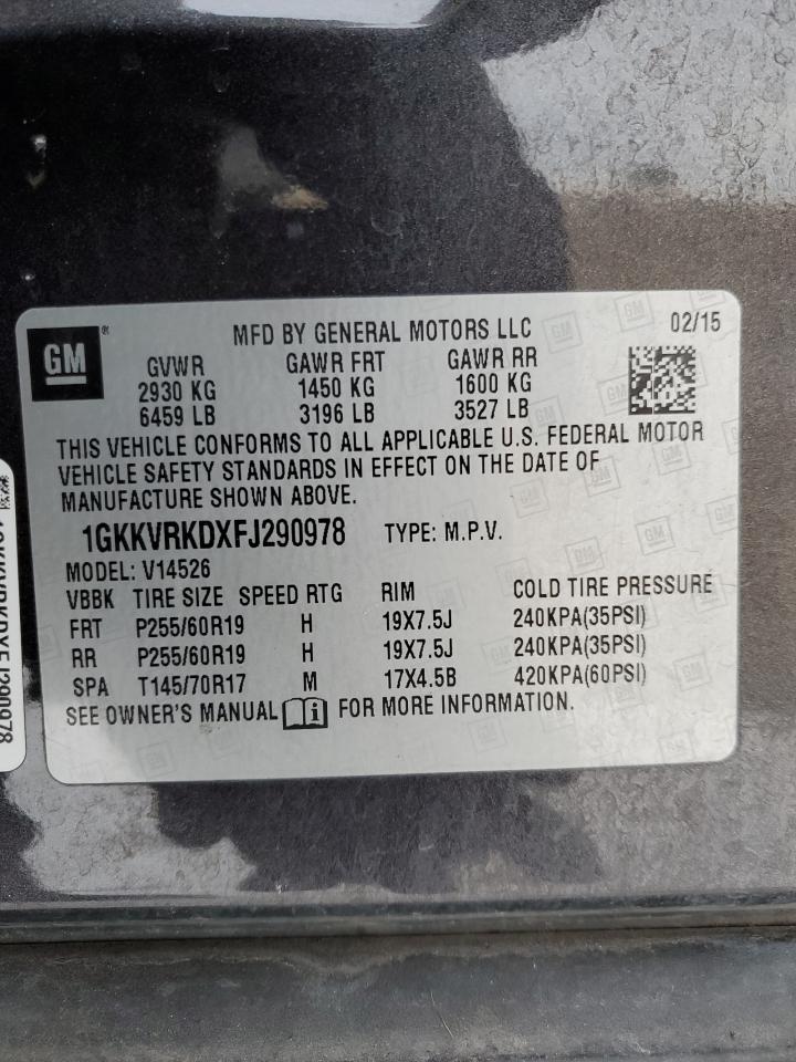 1GKKVRKDXFJ290978 2015 GMC Acadia Slt-1