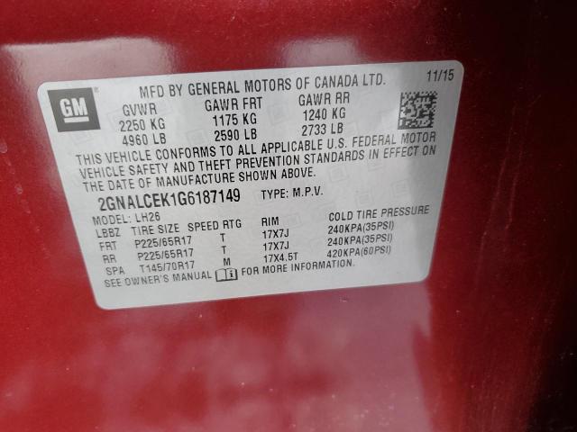 2GNALCEK1G6187149 | 2016 CHEVROLET EQUINOX