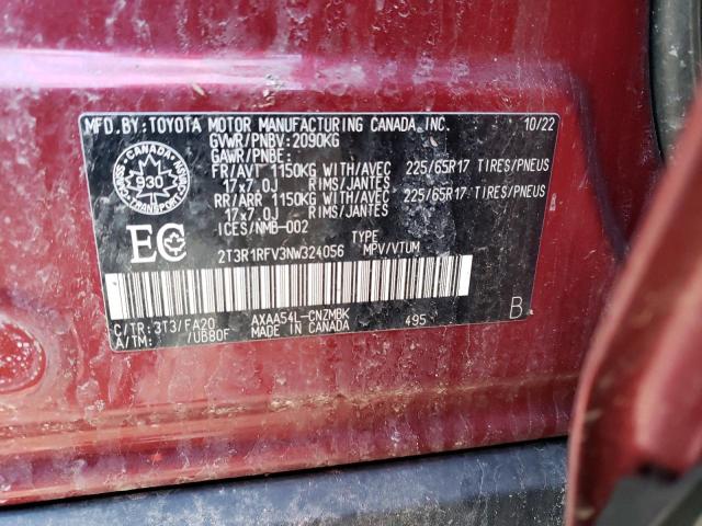 2T3R1RFV3NW324056 | 2022 TOYOTA RAV4 XLE