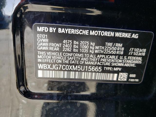 WBXJG7C0XM5U15665 | 2021 BMW X1 SDRIVE2