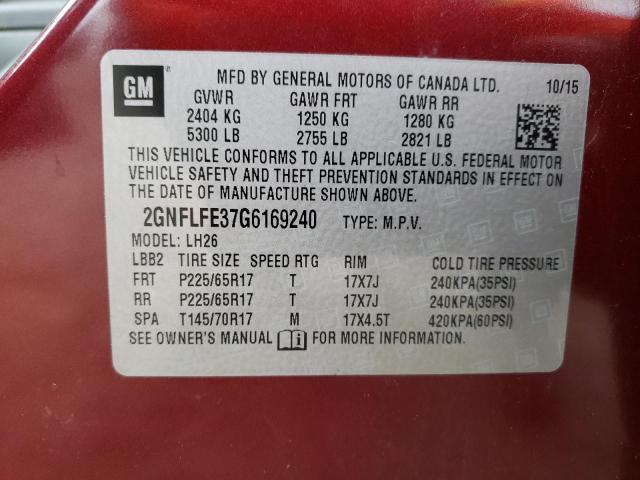 2GNFLFE37G6169240 | 2016 CHEVROLET EQUINOX LT