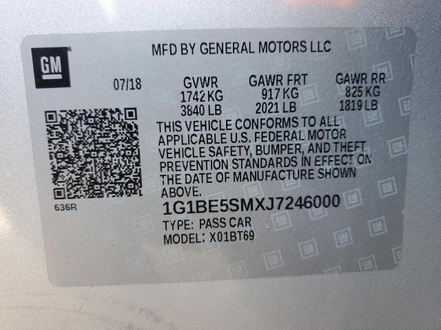 2018 CHEVROLET CRUZE LT - 1G1BE5SMXJ7246000