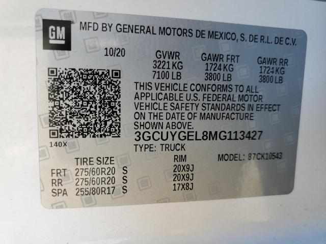 3GCUYGEL8MG113427 | 2021 CHEVROLET SILVERADO