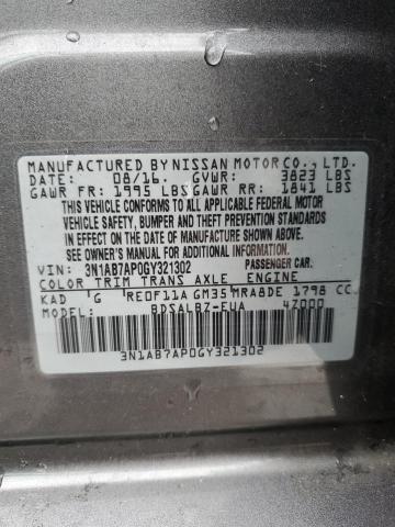 3N1AB7AP0GY321302 | 2016 NISSAN SENTRA S