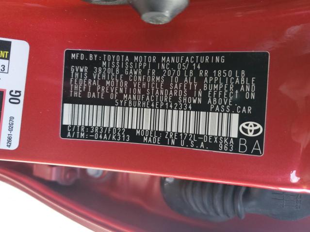 5YFBURHE4EP142334 | 2014 TOYOTA COROLLA L