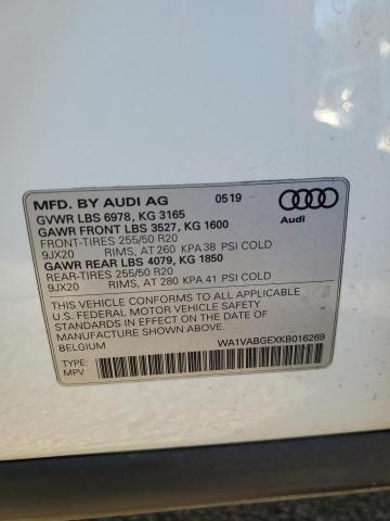 WA1VABGEXKB016269 | 2019 AUDI E-TRON PRE