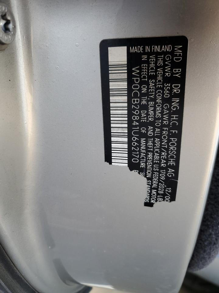 WP0CB29841U662170 2001 Porsche Boxster S