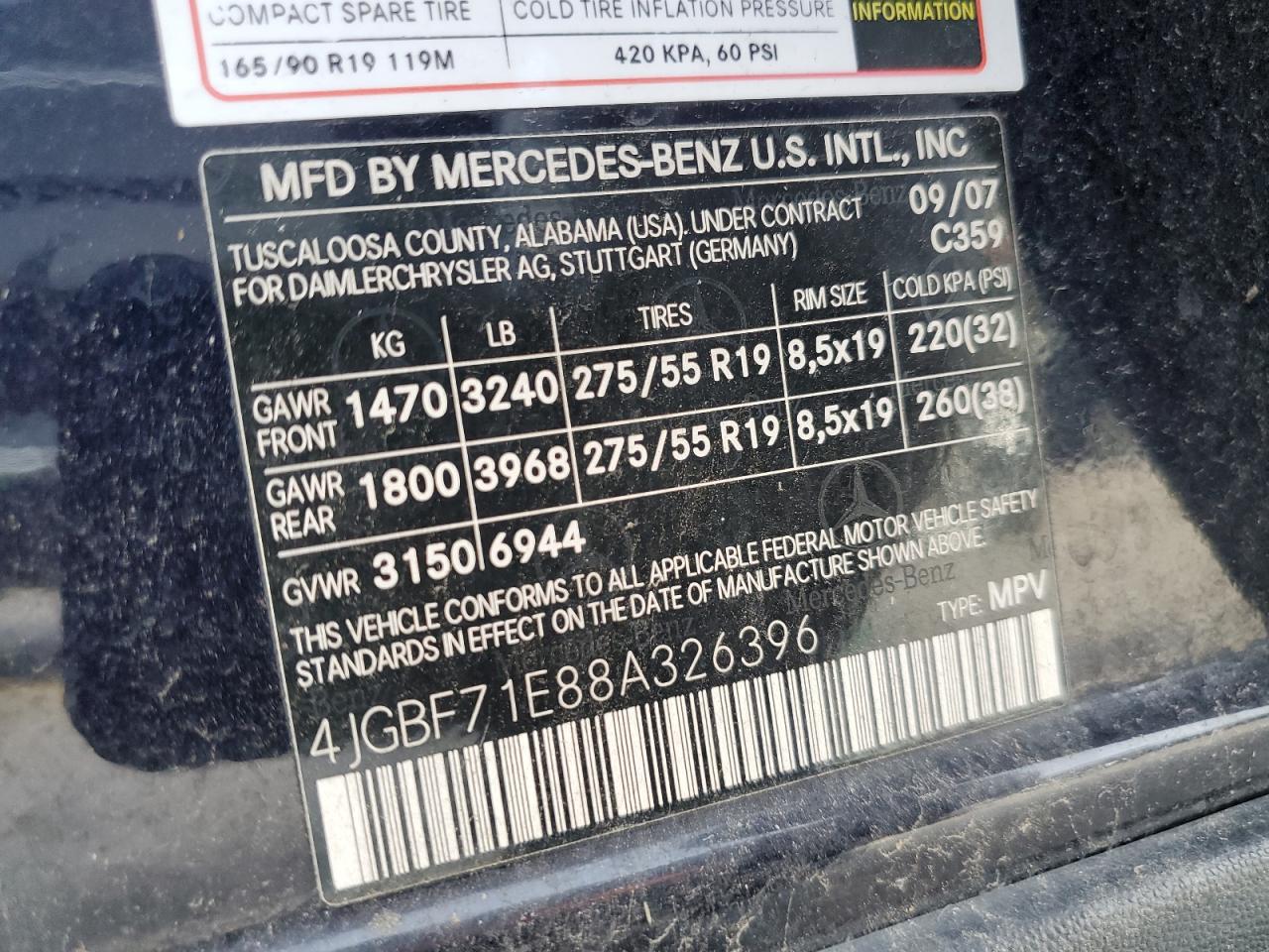 4JGBF71E88A326396 2008 Mercedes-Benz Gl 450 4Matic