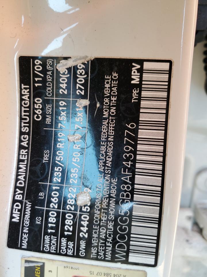 WDCGG5GB8AF439776 2010 Mercedes-Benz Glk 350