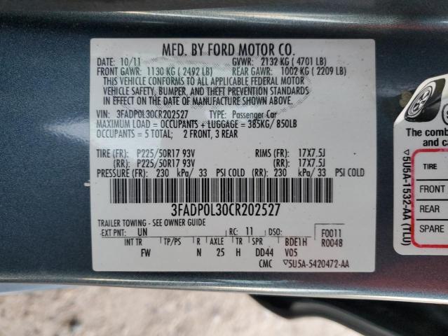 3FADP0L30CR202527 | 2012 Ford fusion hybrid