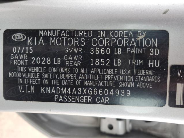 KNADM4A3XG6604939 | 2016 KIA RIO LX