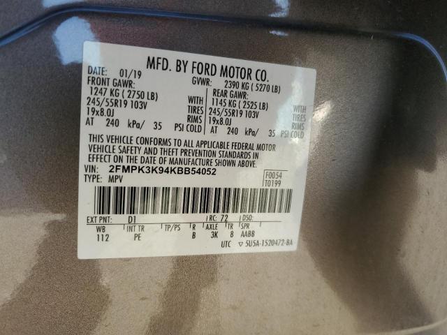 2FMPK3K94KBB54052 2019 FORD EDGE, photo no. 13