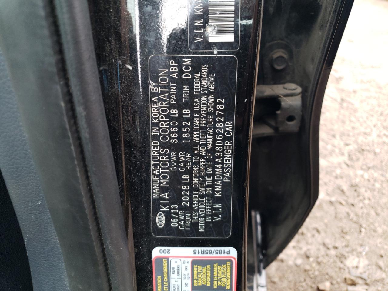 KNADM4A38D6282782 2013 Kia Rio Lx