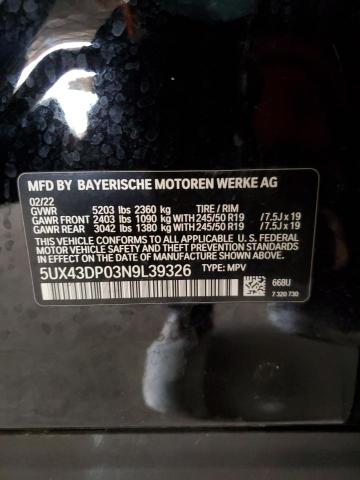 5UX43DP03N9L39326 | 2022 BMW X3 SDRIVE3