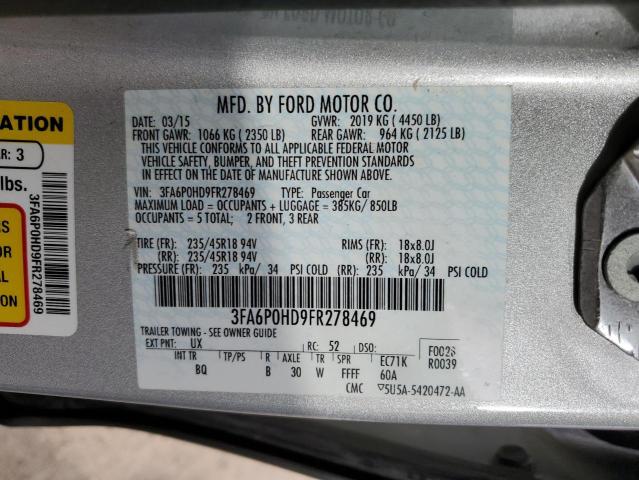 2015 Ford Fusion Se 1.5L(VIN: 3FA6P0HD9FR278469