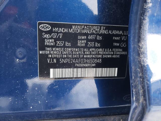 5NPE24AF0JH650848 | 2018 HYUNDAI SONATA SE