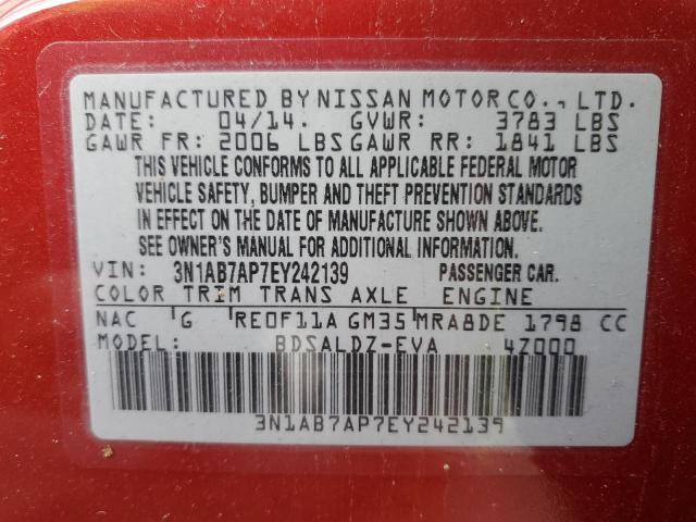 3N1AB7AP7EY242139 | 2014 NISSAN SENTRA S