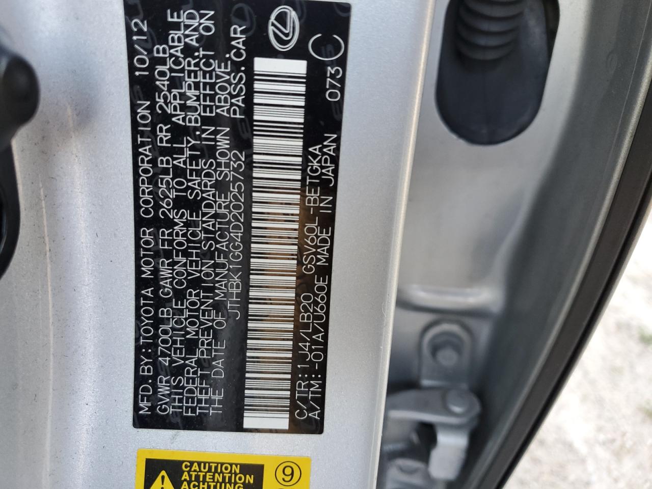 JTHBK1GG4D2025732 2013 Lexus Es 350