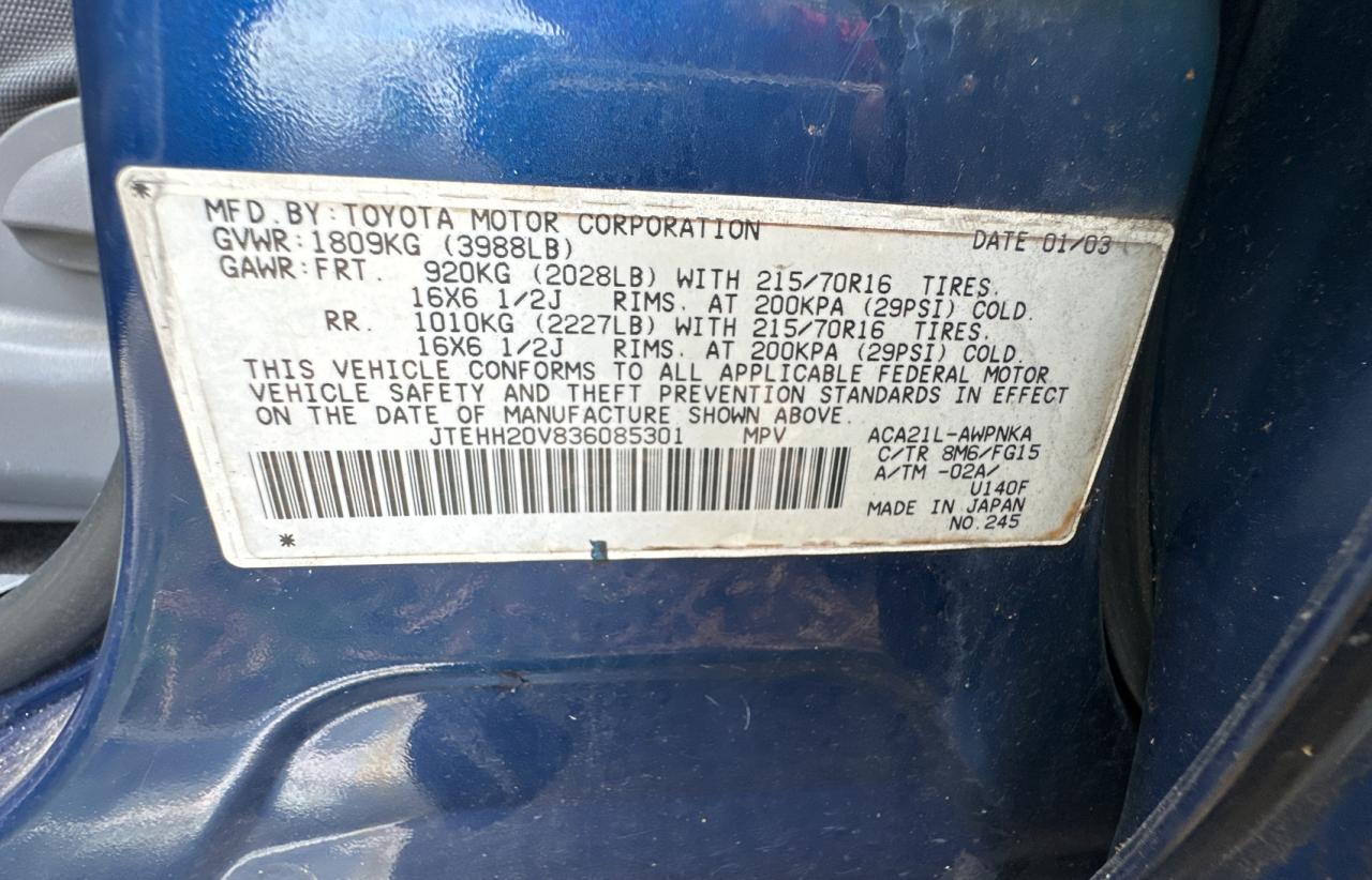 JTEHH20V836085301 2003 Toyota Rav4