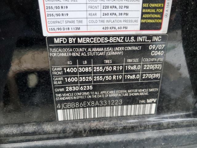 4JGBB86EX8A331223 2008 Mercedes-Benz Ml 350