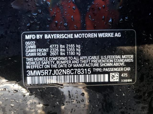 3MW5R7J02N8C78315 | 2022 BMW 330XI