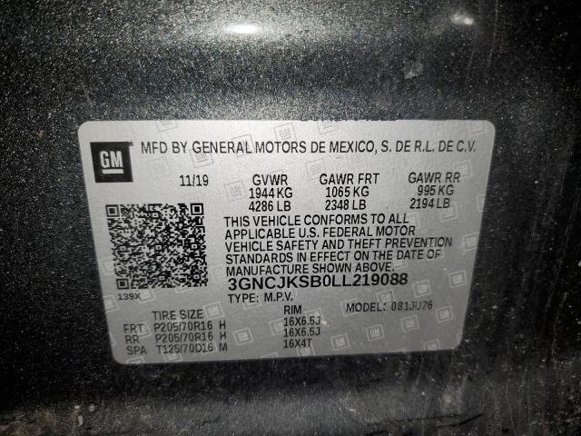 3GNCJKSB0LL219088 | 2020 CHEVROLET TRAX LS