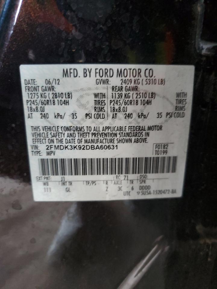 2FMDK3K92DBA60631 2013 Ford Edge Limited