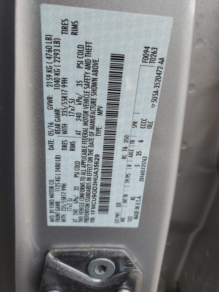 VIN: 1FMCU9GD3HUA35629 2017 FORD ESCAPE