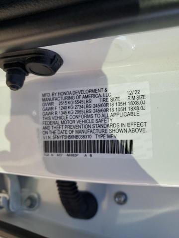 2022 Honda Pilot Exl VIN: 5FNYF5H56NB038310 Lot: 40541294