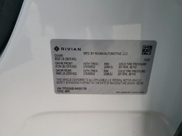 7PDSGABL4NN001799 | 2022 RIVIAN R1S LAUNCH