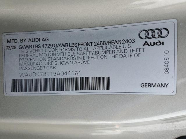 2009 Audi A5 Quattro VIN: WAUDK78T19A044161 Lot: 39049364