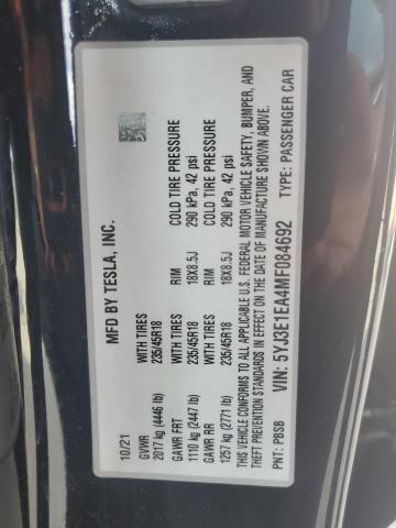 5YJ3E1EA4MF084692 | 2021 TESLA MODEL 3