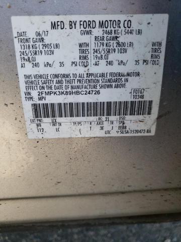 2017 Ford Edge Titanium VIN: 2FMPK3K89HBC24726 Lot: 39888914