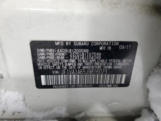 2018 Subaru Wrx VIN: JF1VA1A65J9816023 Lot: 37930374