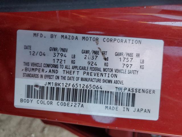 2005 Mazda 3 I VIN: JM1BK12F651265064 Lot: 58829464