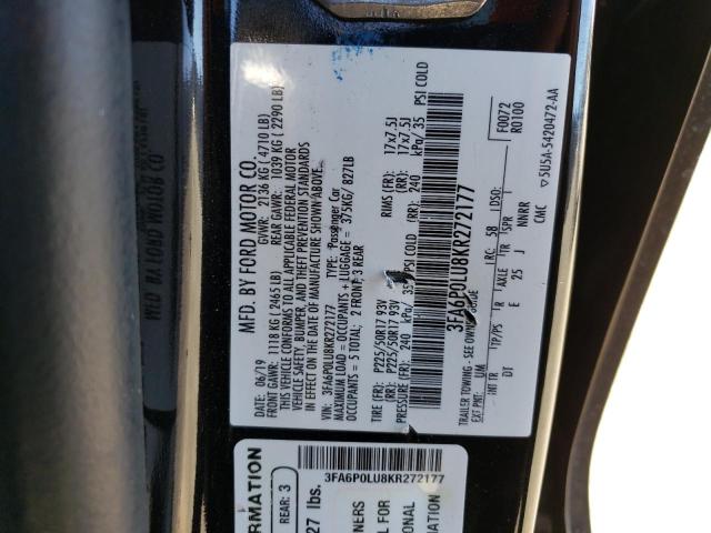 VIN 3FA6P0LU8KR272177 2019 Ford Fusion, SE no.12