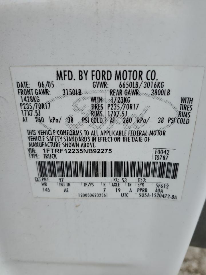 1FTRF12235NB92275 2005 Ford F150