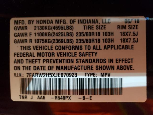 7FARW2H5XJE070923 | 2018 HONDA CR-V EX