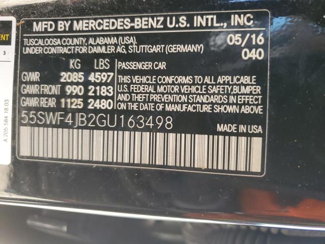 55SWF4JB2GU163498 2016 MERCEDES-BENZ C-CLASS, photo no. 12