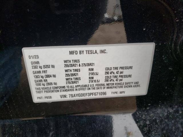 7SAYGDEF3PF671096 | 2023 TESLA MODEL Y