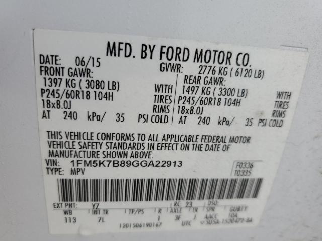 2016 FORD EXPLORER - 1FM5K7B89GGA22913